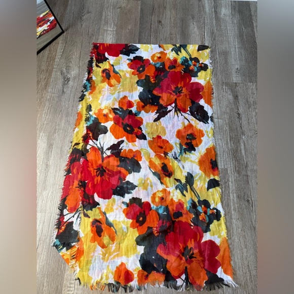 Fashion Scarf Head Neck Scarf Floral Hippie Boho Multi Color Orange Blue White - Picture 3 of 5